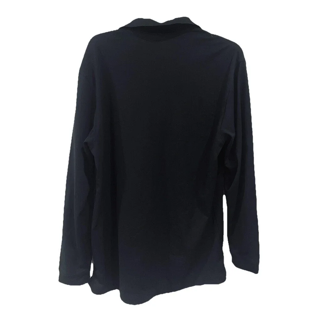 Nike Men’s Long Sleeve Black Performance Polo Shirt Sz Large 100% Polyester